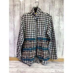 tropical y2k boho indie Roller Rabbit Mens Black & White Long Sleeve Shirt Large